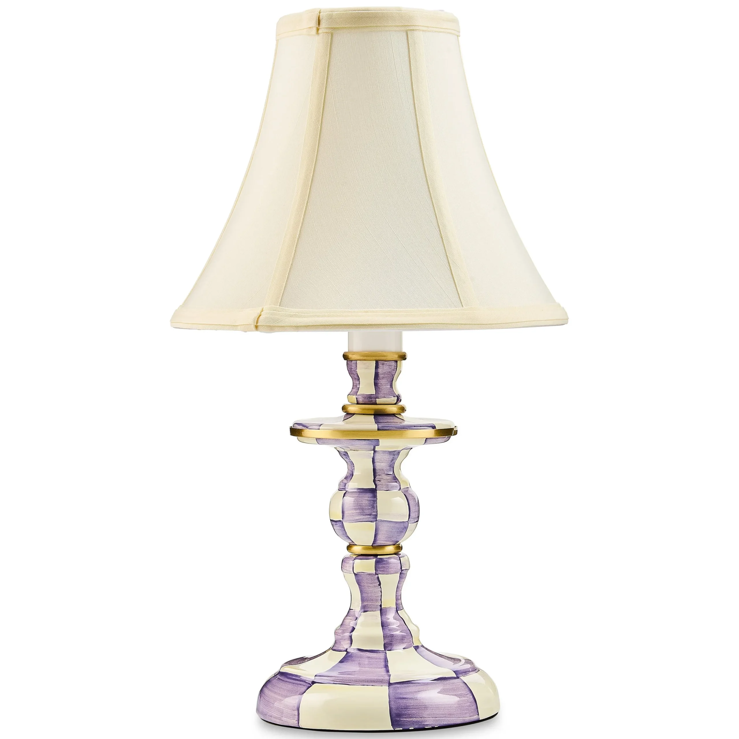 Violet Check Candlestick Lamp