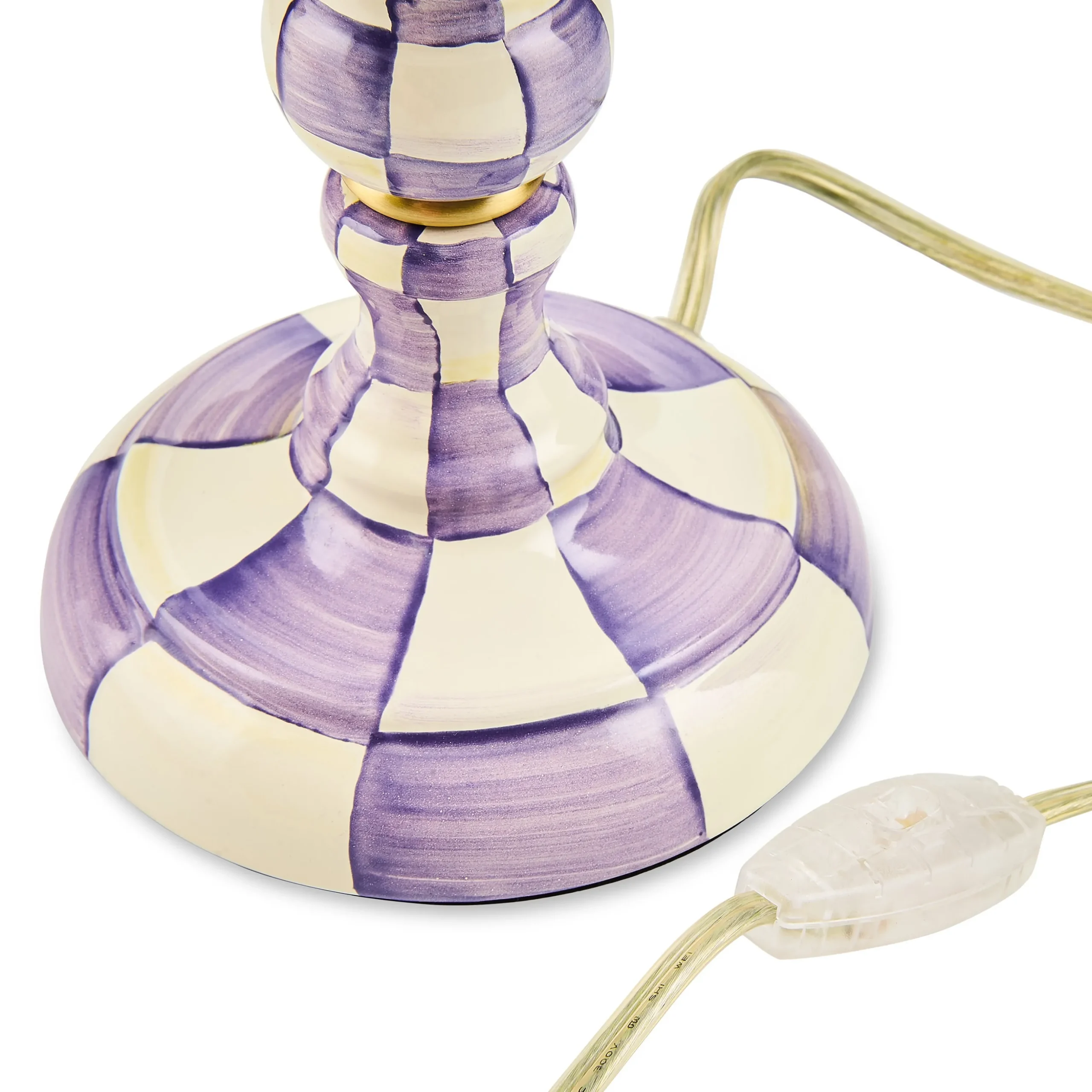 Violet Check Candlestick Lamp