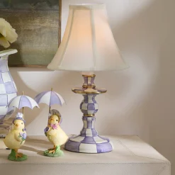 Violet Check Candlestick Lamp
