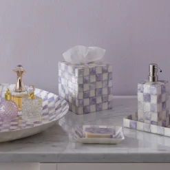 Violet Check Capiz Boutique Tissue Box Cover