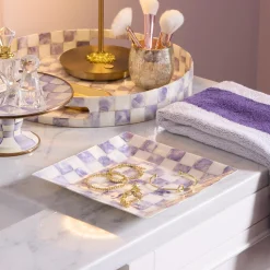 Violet Check Capiz Catchall Tray