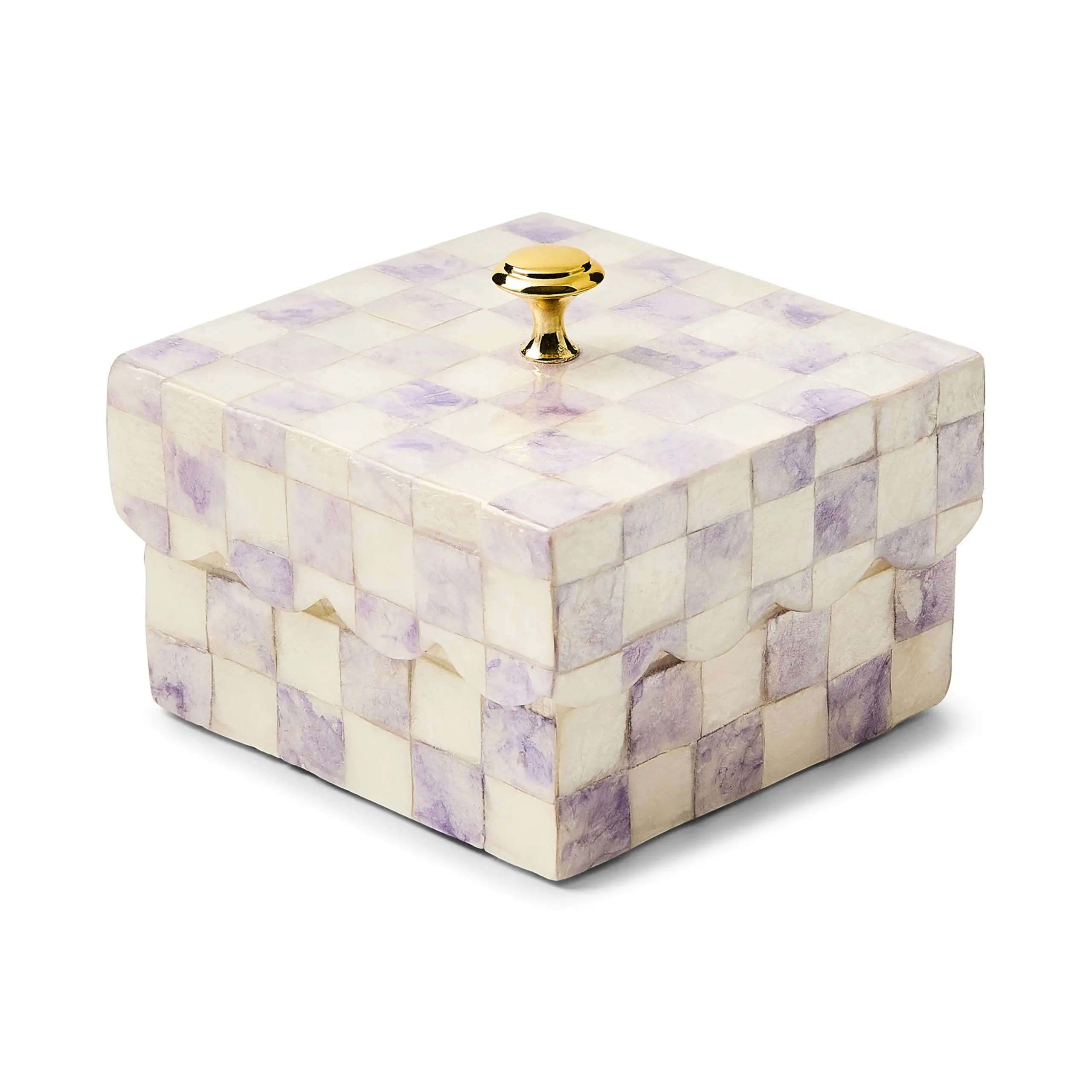 Violet Check Capiz Scalloped Box