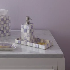 Violet Check Capiz Vanity Tray