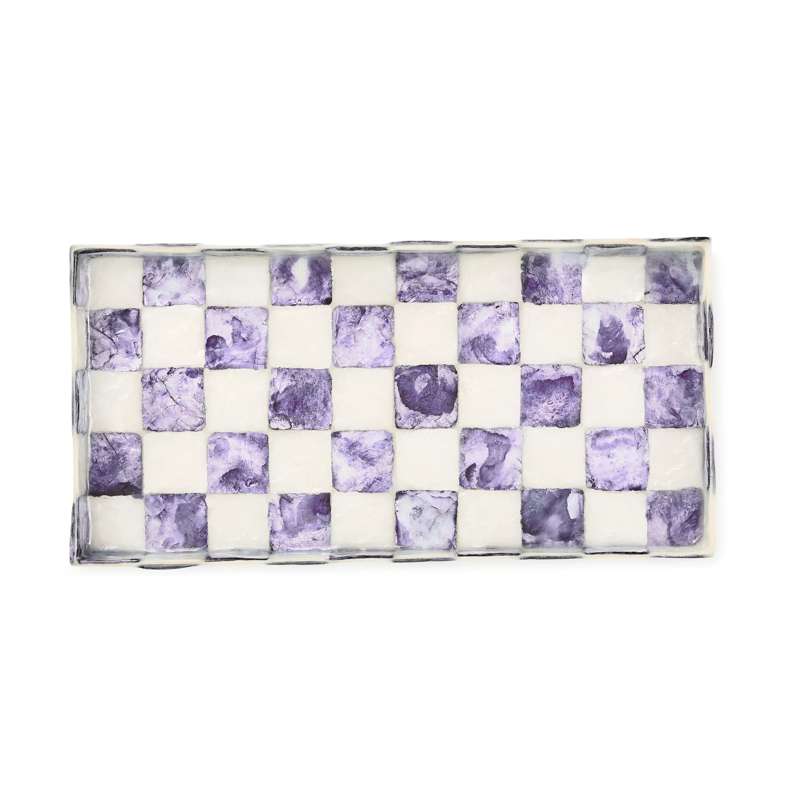Violet Check Capiz Vanity Tray