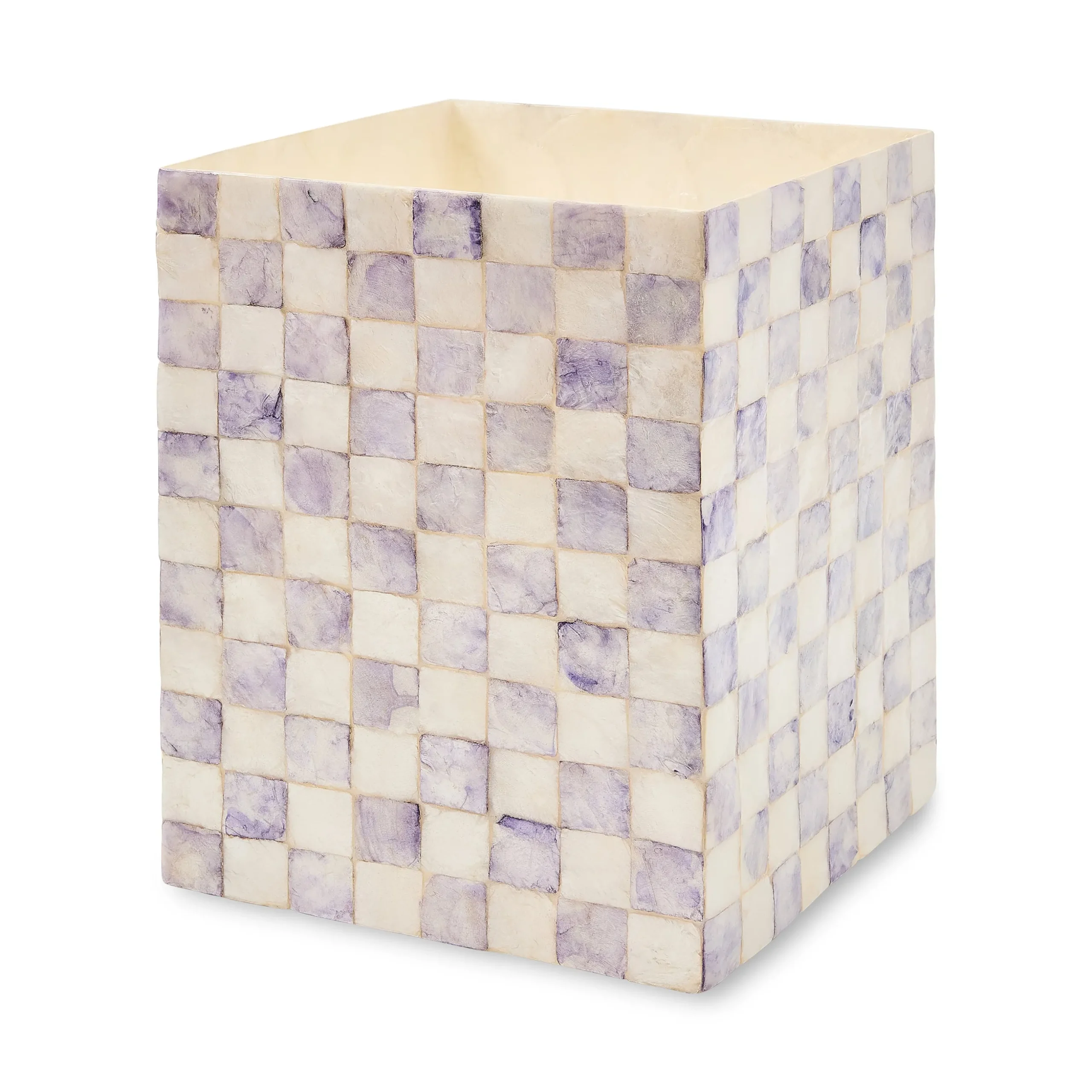 Violet Check Capiz Waste Bin