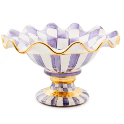 Violet Check Ceramic Compote