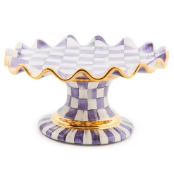 Violet Check Ceramic Fluted Cake Stand