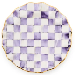 Violet Check Ceramic Fluted Dinner Plate