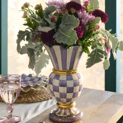 Violet Check Ceramic Great Vase