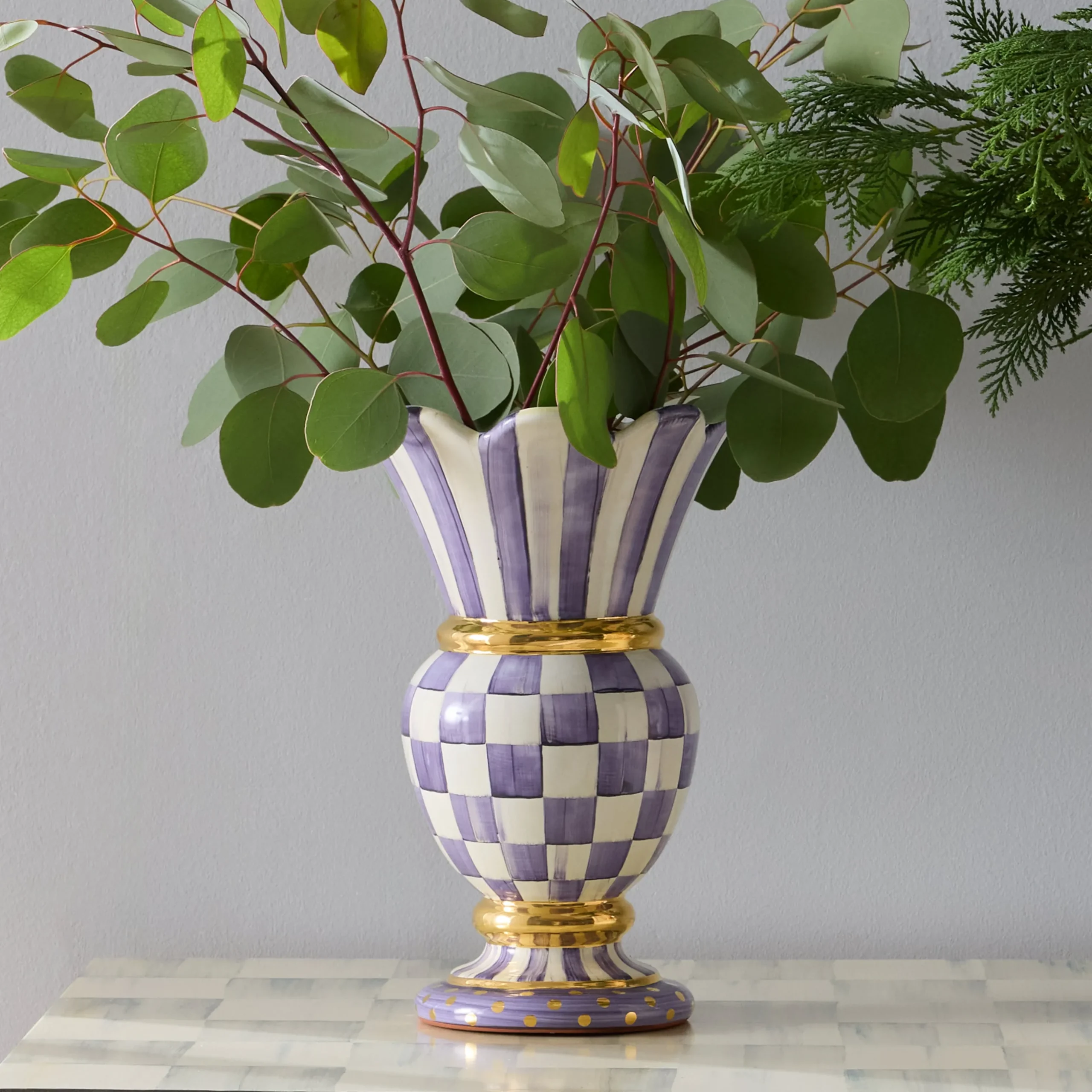 Violet Check Ceramic Great Vase