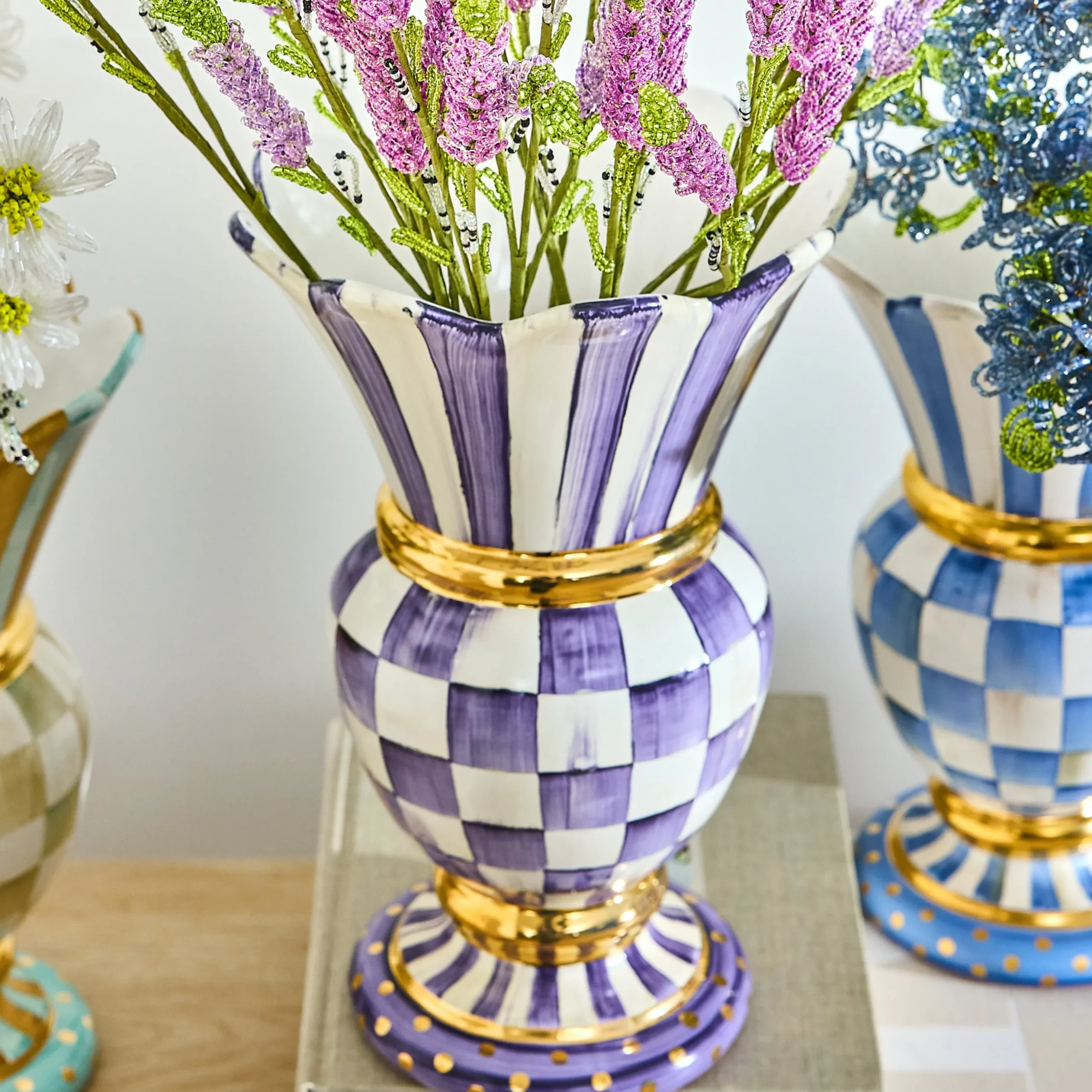 Violet Check Ceramic Great Vase