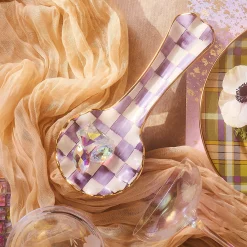 Violet Check Ceramic Spoon Rest