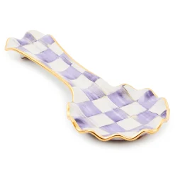 Violet Check Ceramic Spoon Rest