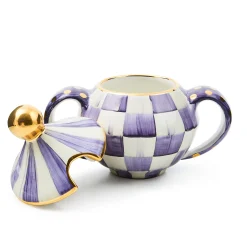 Violet Check Ceramic Two Tier Sweet Stand