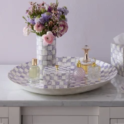 Violet Check Decorative Capiz Bowl