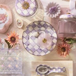 Violet Check Dinner Plate