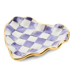 Violet Check Fluted Ceramic Heart Plate