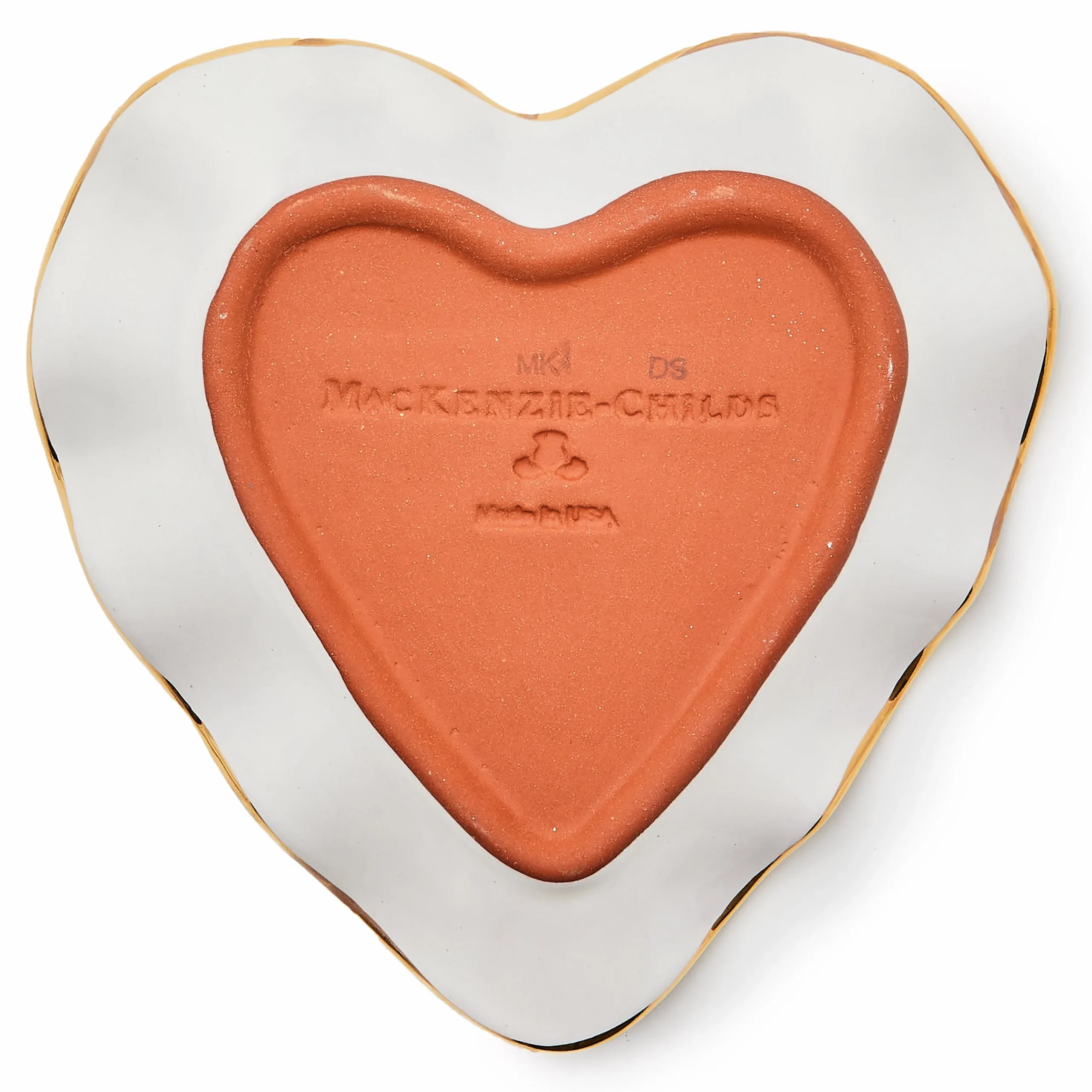 Violet Check Fluted Ceramic Heart Plate