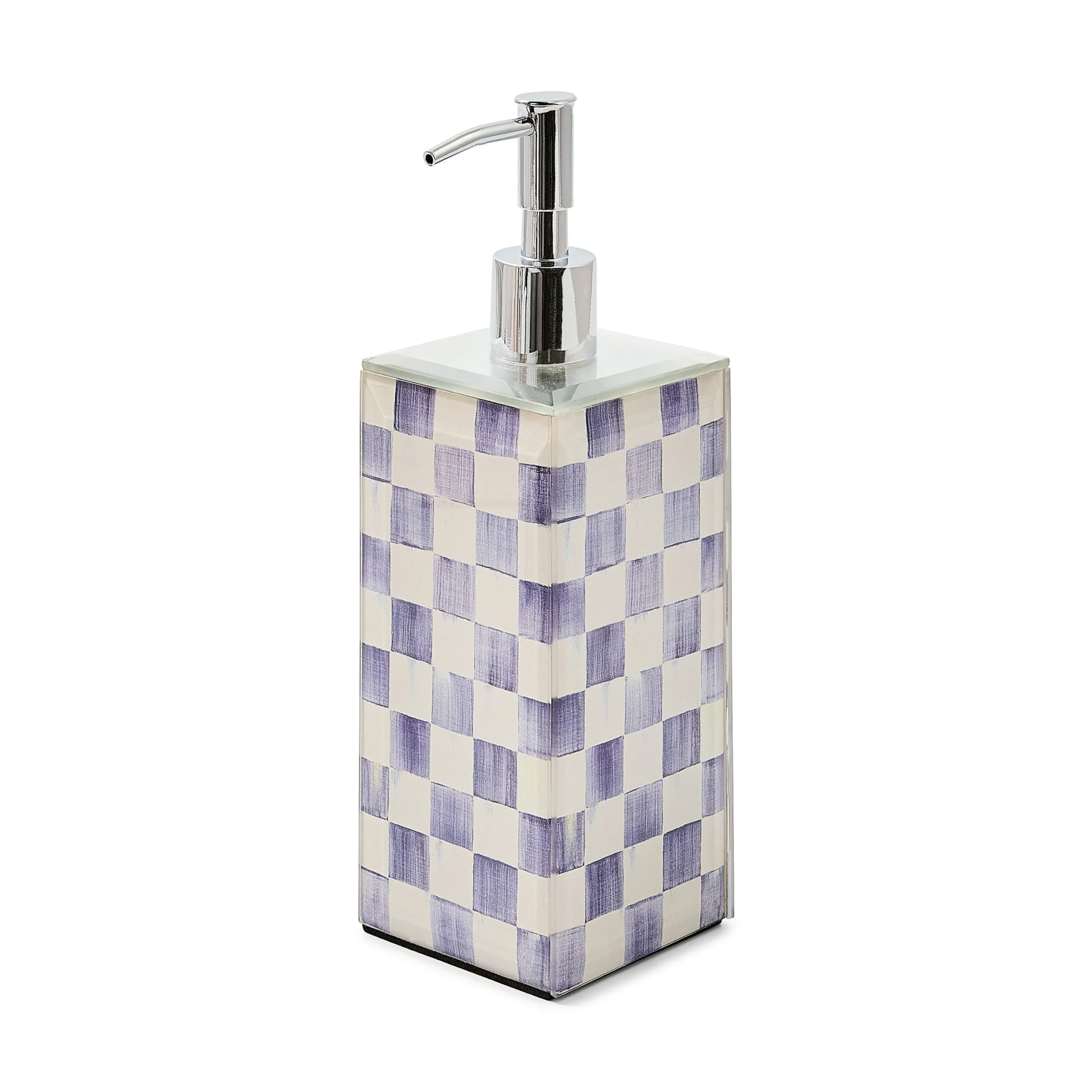 Violet Check Glass Soap Pump