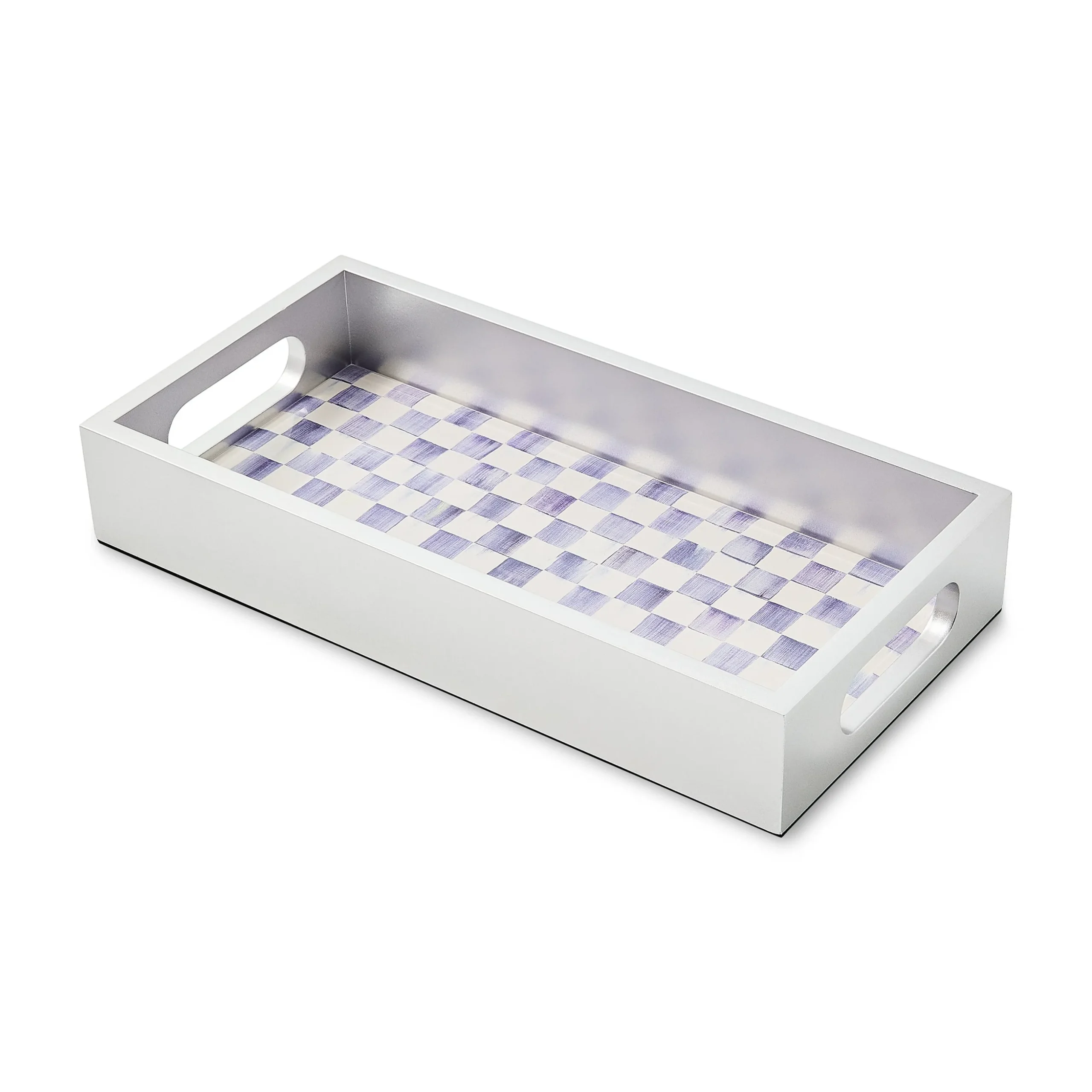 Violet Check Glass Vanity Tray
