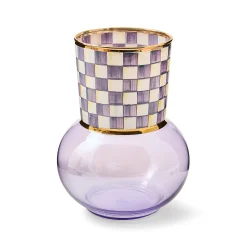 Violet Check Glass Vase
