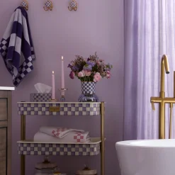 Violet Check Glass Vase