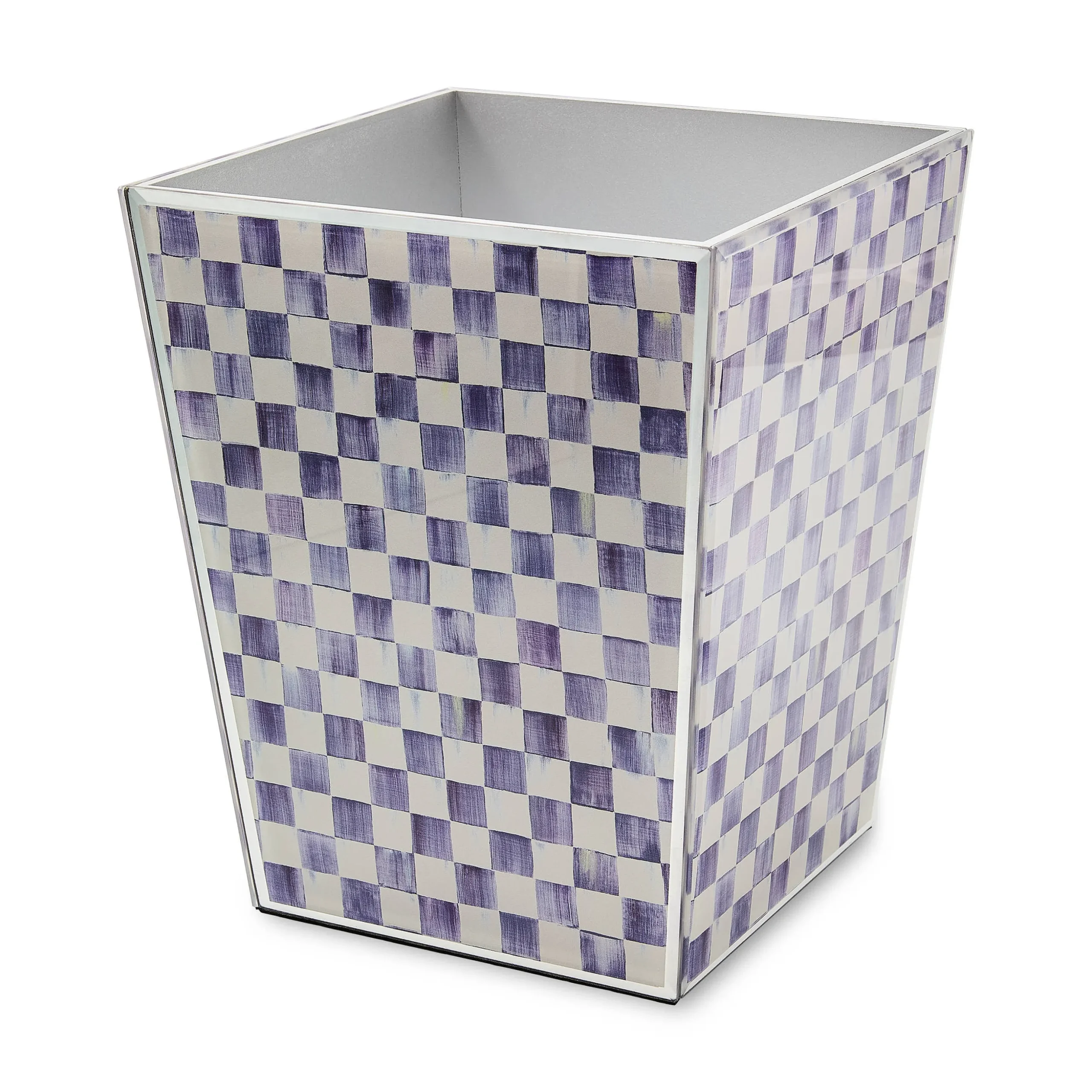 Violet Check Glass Waste Bin
