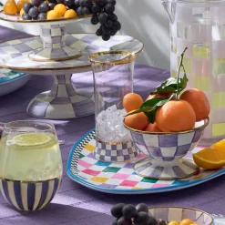 Violet Check Highball Glass, Set of 2