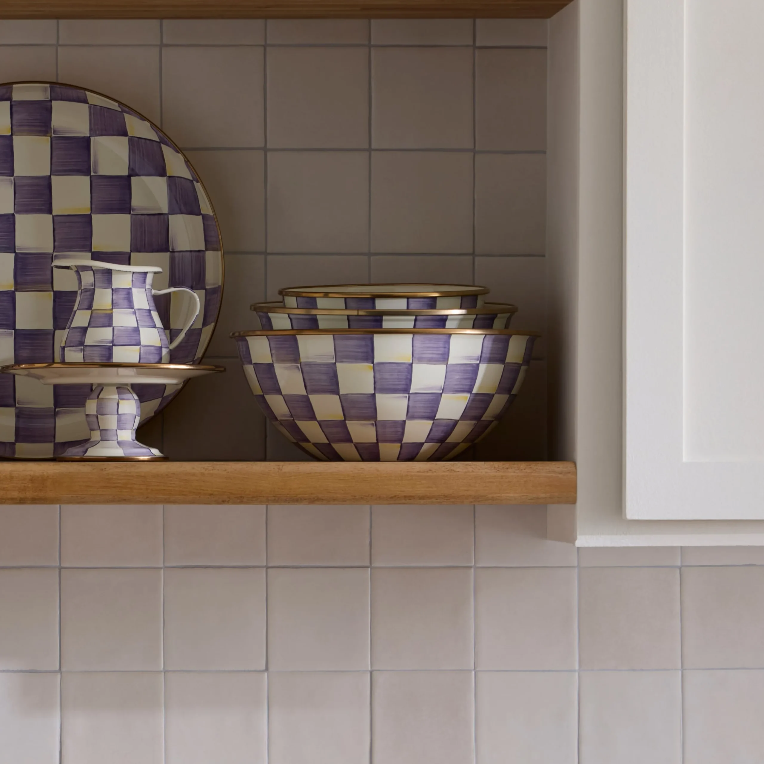 Violet Check Large Everyday Bowl