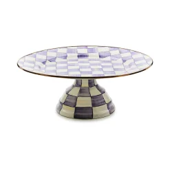 Violet Check Large Pedestal Platter