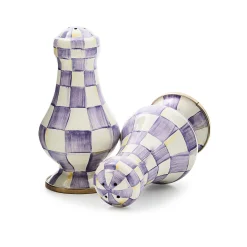 Violet Check Large Salt & Pepper Shakers
