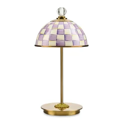 Violet Check LED Rechargeable Dome Table Lamp