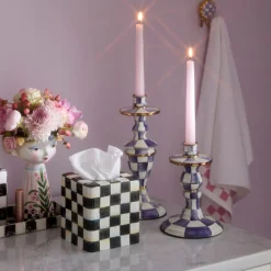 Violet Check Medium Candlestick