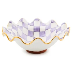 Violet Check Medium Ceramic Fluted Serving Bowl