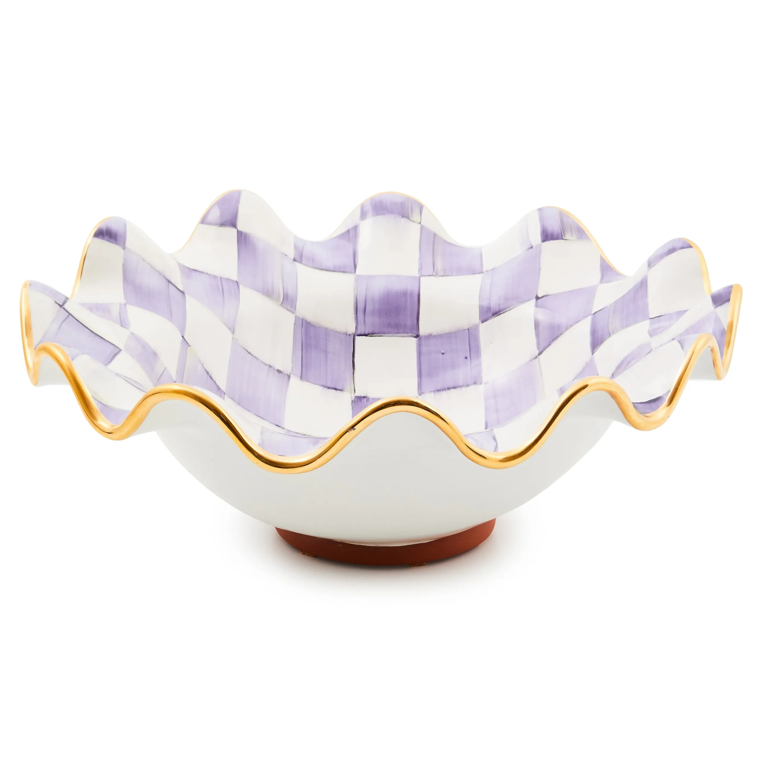 Violet Check Medium Ceramic Fluted Serving Bowl