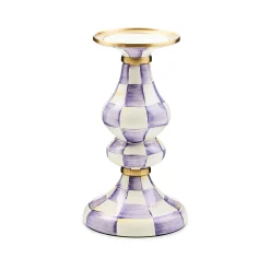 Violet Check Medium Pillar Candlestick