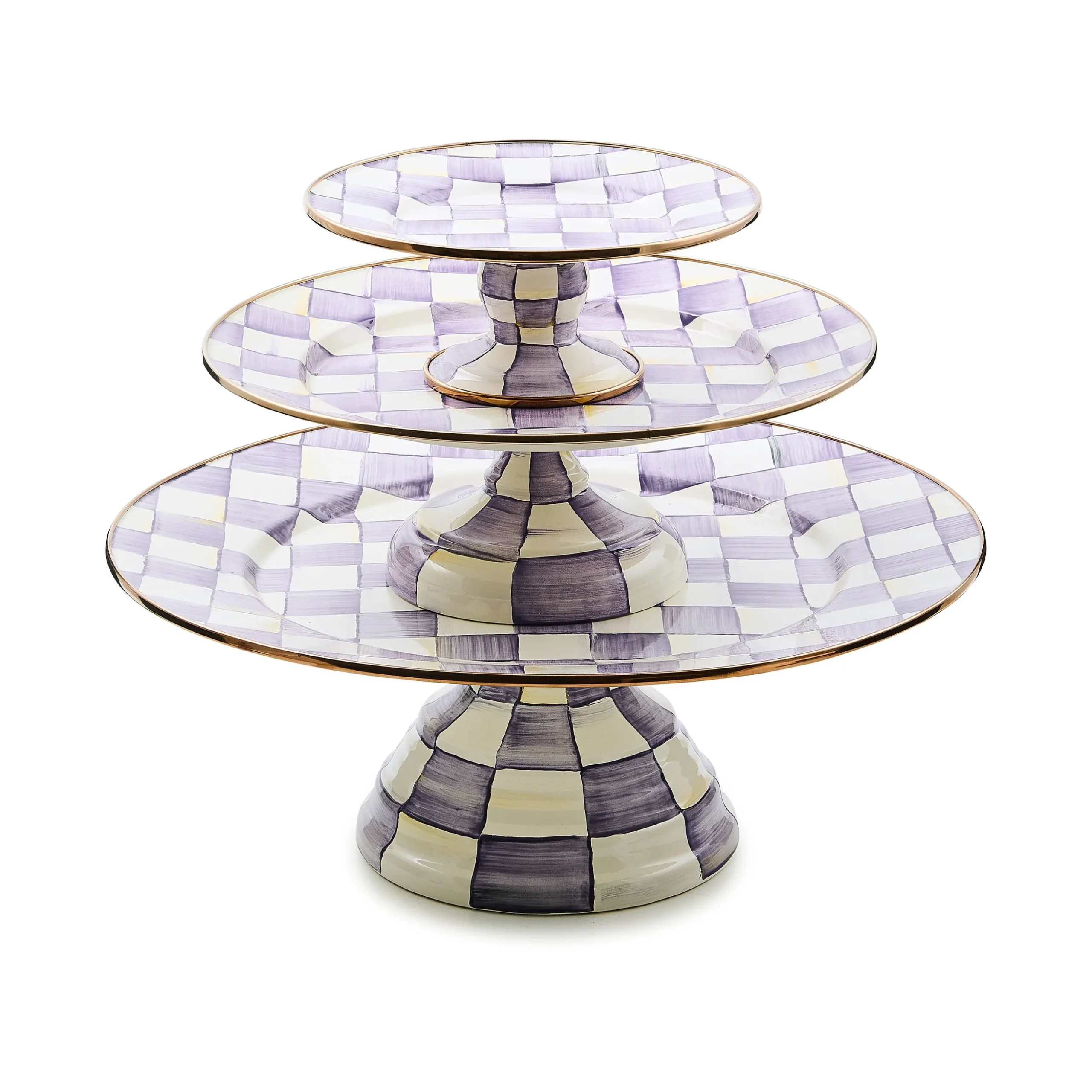 Violet Check Mini Pedestal Platter