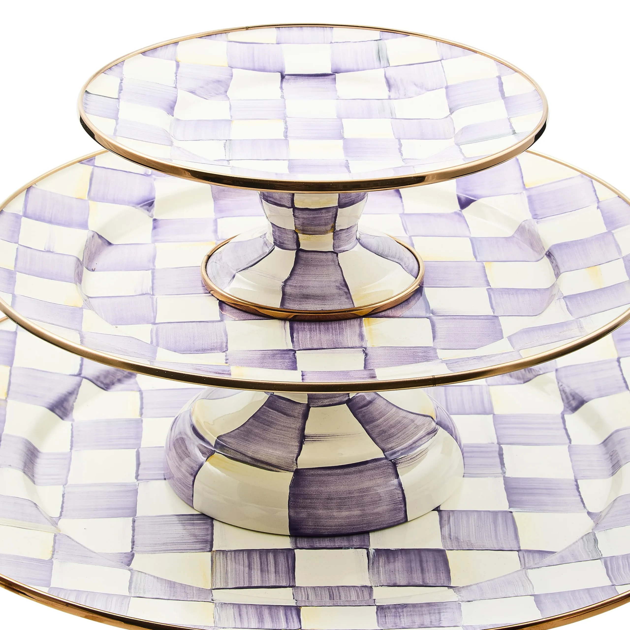 Violet Check Mini Pedestal Platter