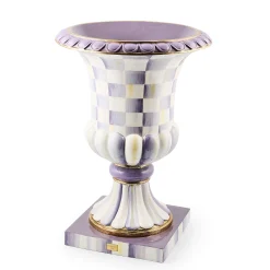Violet Check Pedestal Urn