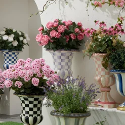 Violet Check Pedestal Urn