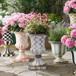 Violet Check Pedestal Urn