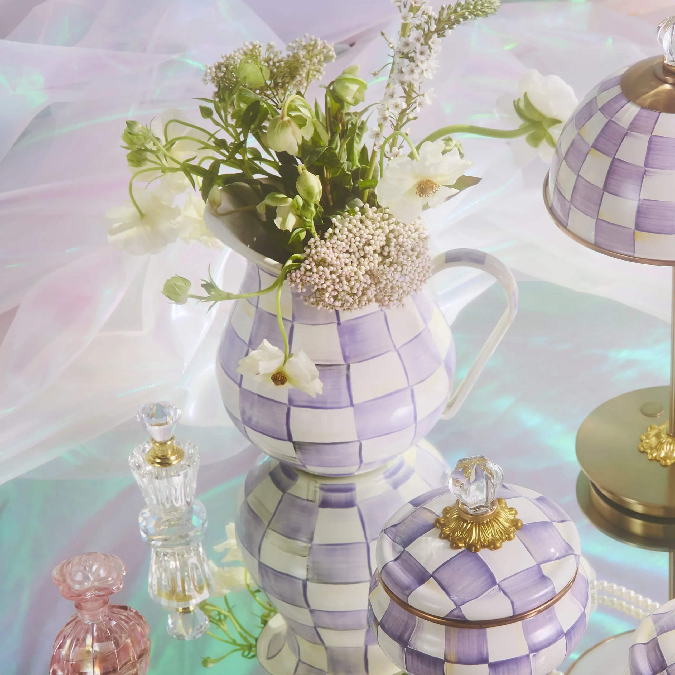 Violet Check Pitcher