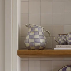 Violet Check Pitcher