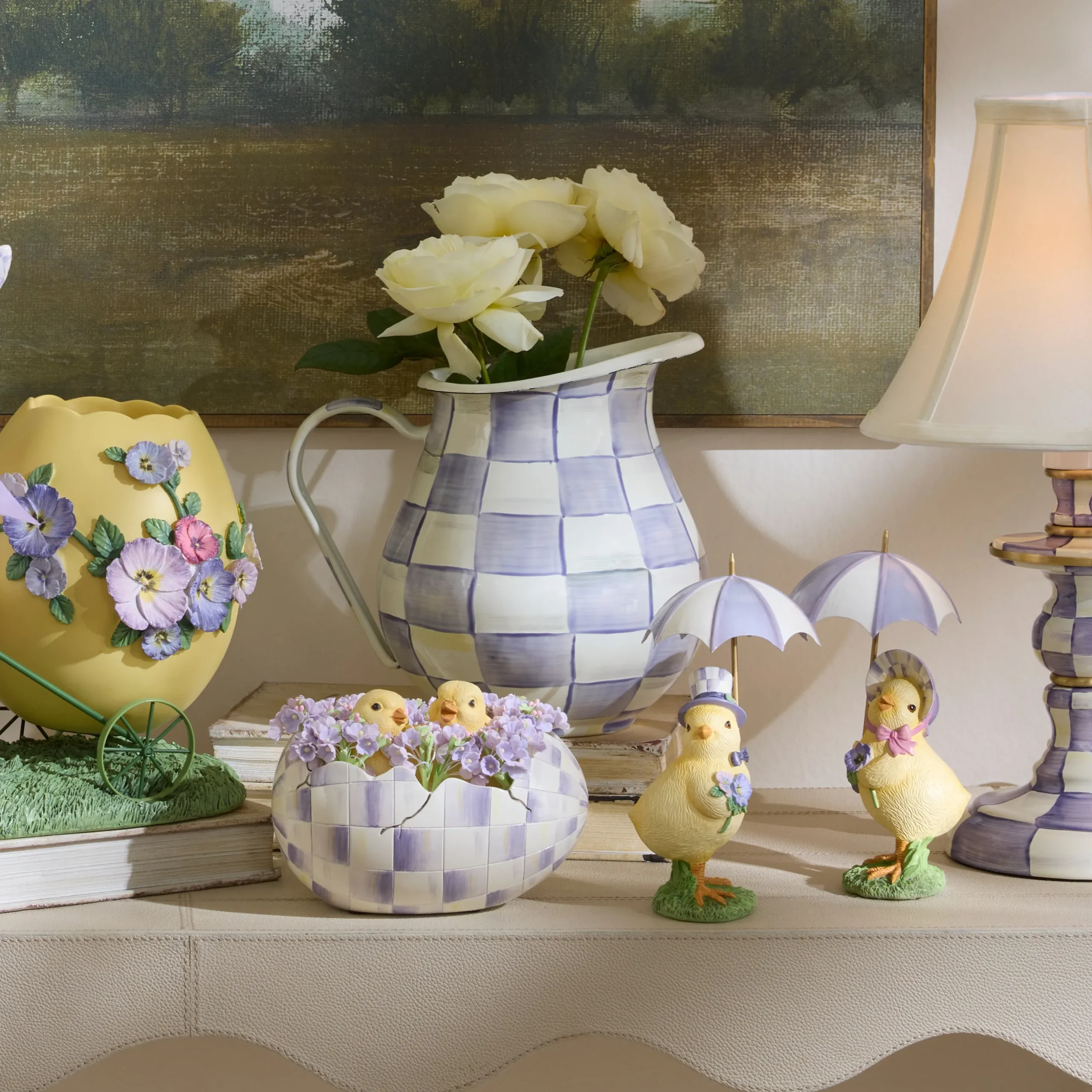Violet Check Pitcher