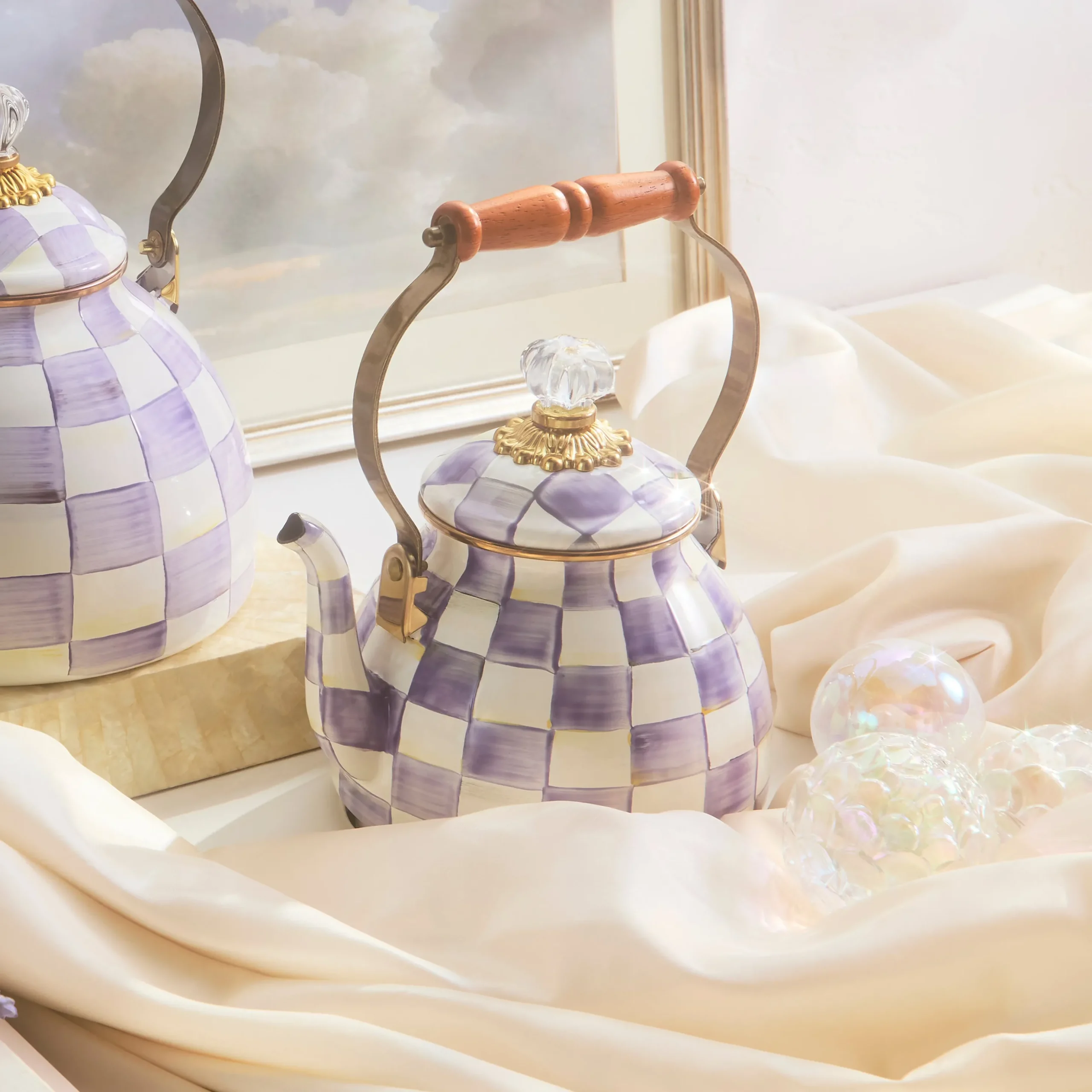 Violet Check 2 Quart Tea Kettle