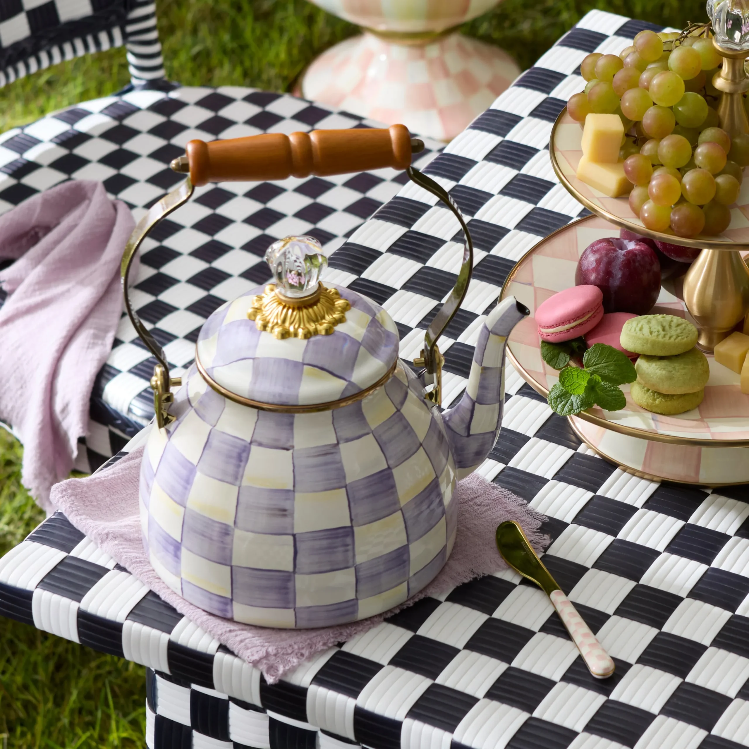 Violet Check 2 Quart Tea Kettle