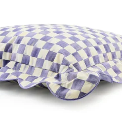 Violet Check Reversible Scalloped Lumbar Throw Pillow
