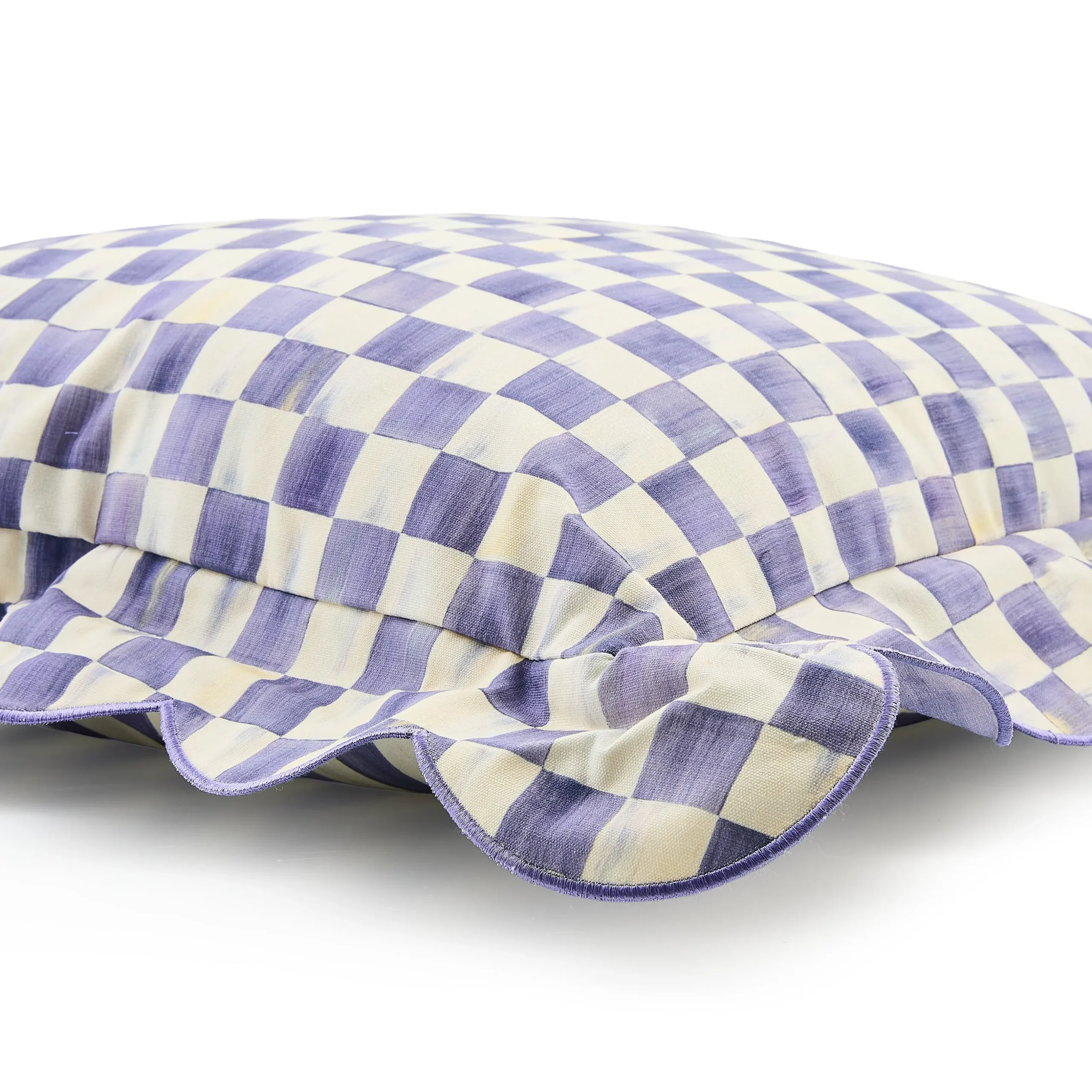 Violet Check Reversible Scalloped Lumbar Throw Pillow