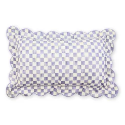 Violet Check Reversible Scalloped Throw Pillow