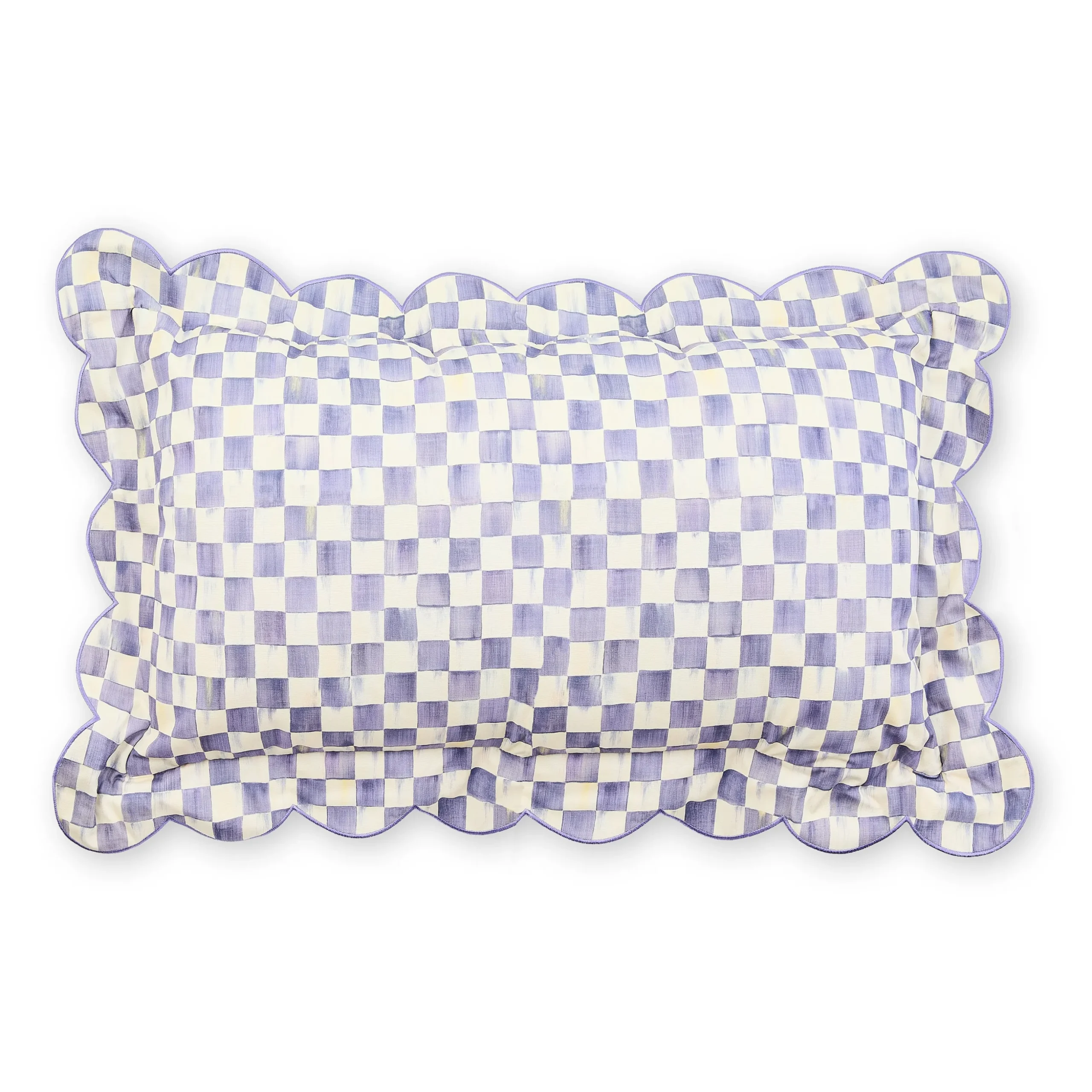 Violet Check Reversible Scalloped Throw Pillow